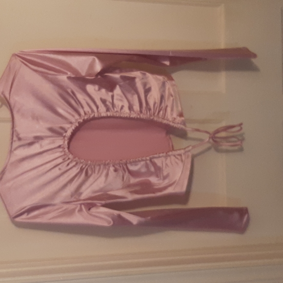 Punk satin feel open back blouse - Picture 2 of 2